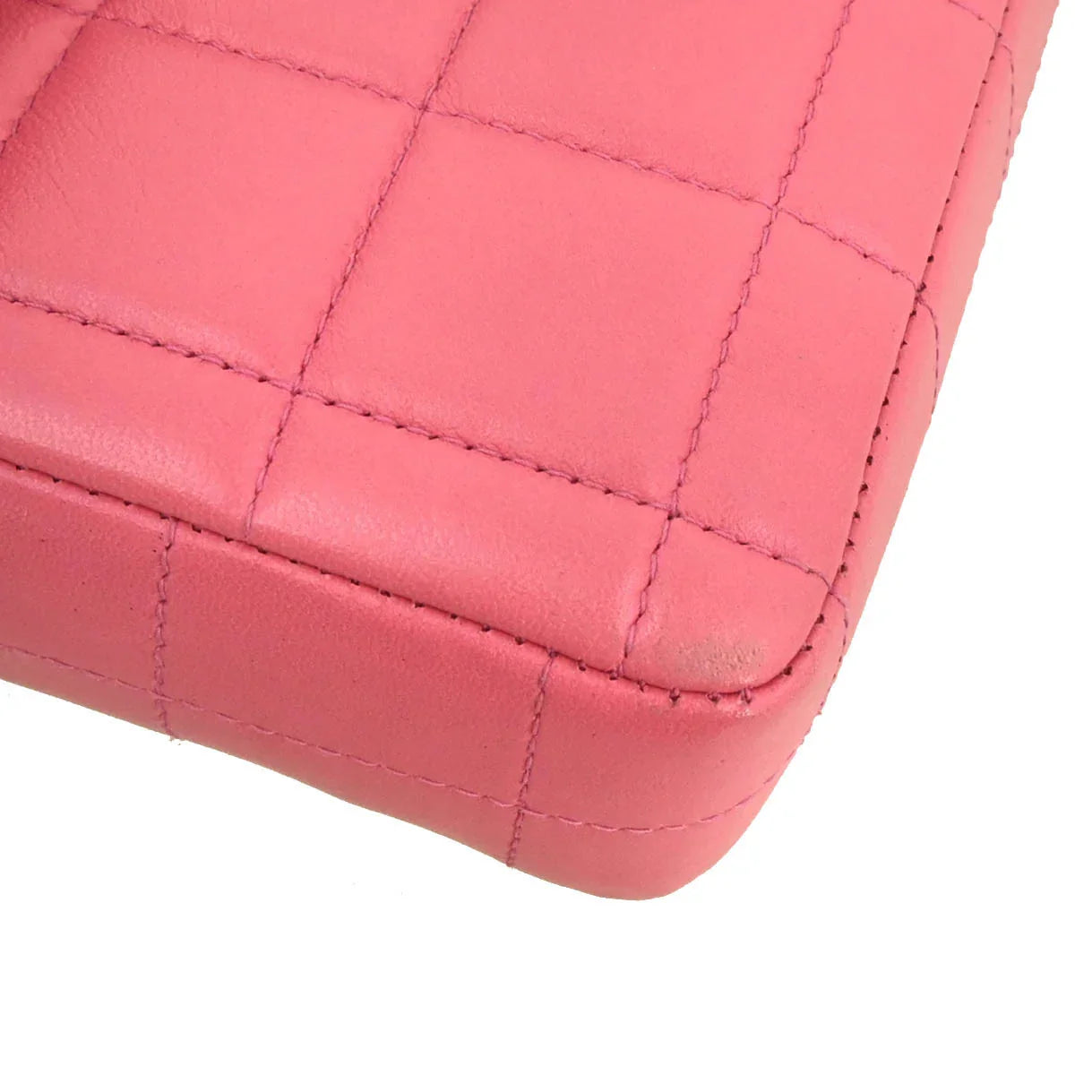 Chanel 2002-2003 Pink Lambskin East West Choco Bar Shoulder Bag