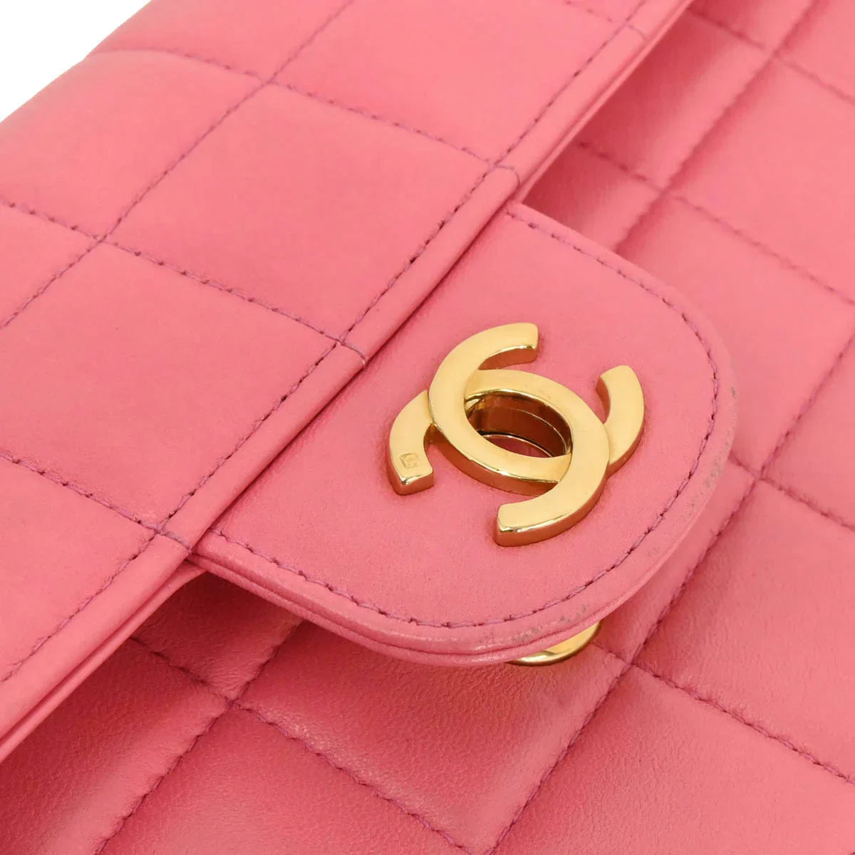Chanel 2002-2003 Pink Lambskin East West Choco Bar Shoulder Bag