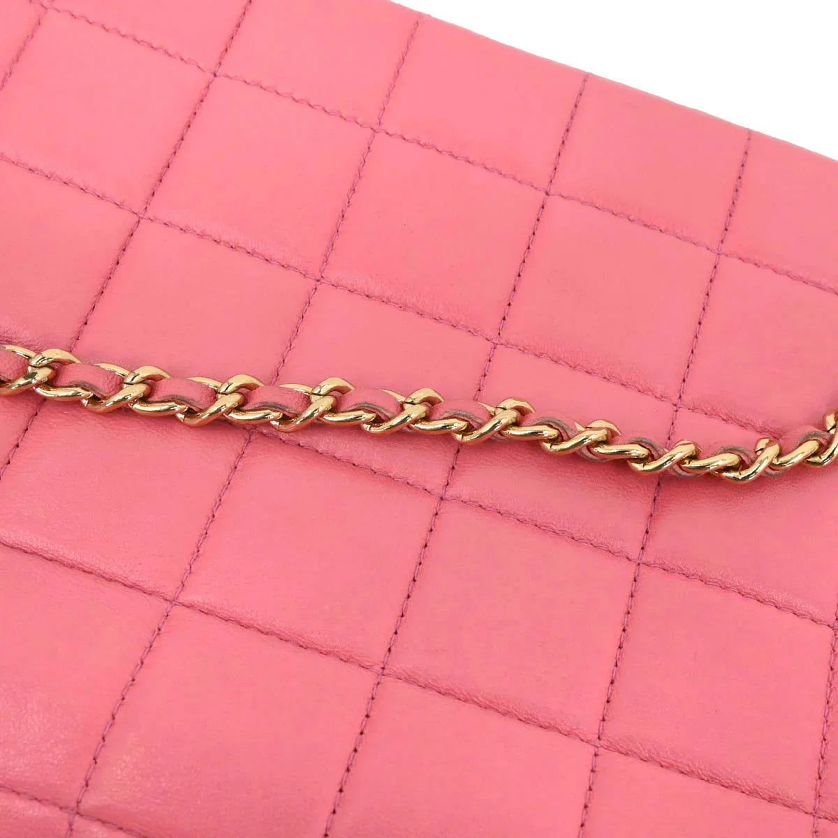 Chanel 2002-2003 Pink Lambskin East West Choco Bar Shoulder Bag