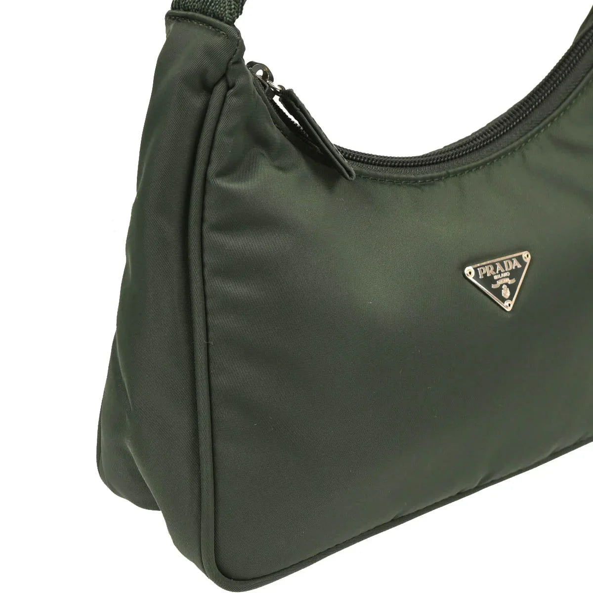 Prada Dark Green Nylon Hobo Handbag