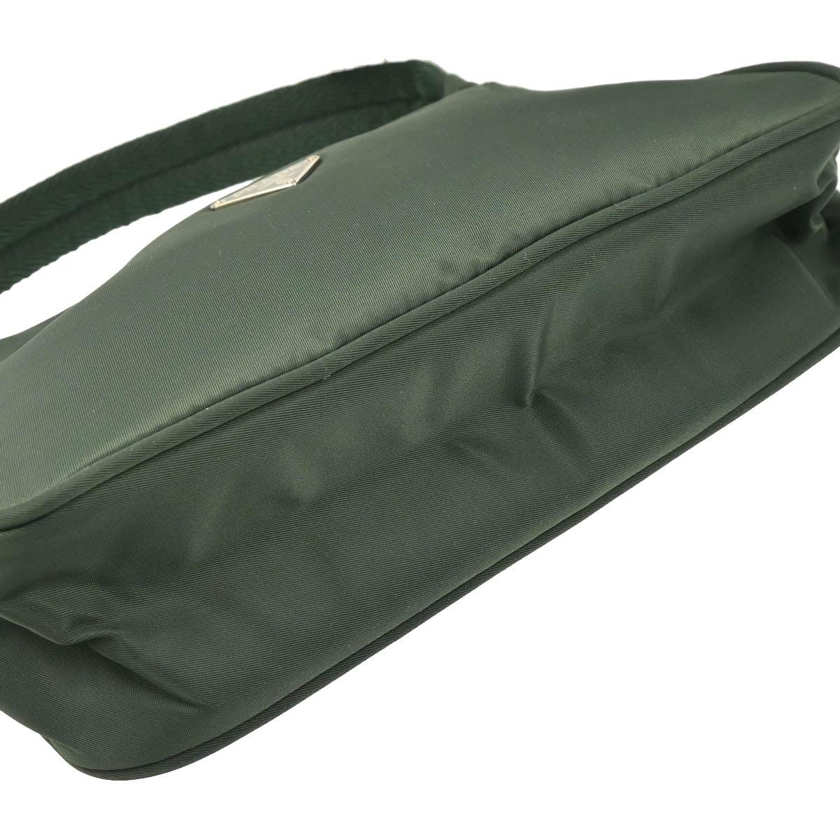 Prada Dark Green Nylon Hobo Handbag