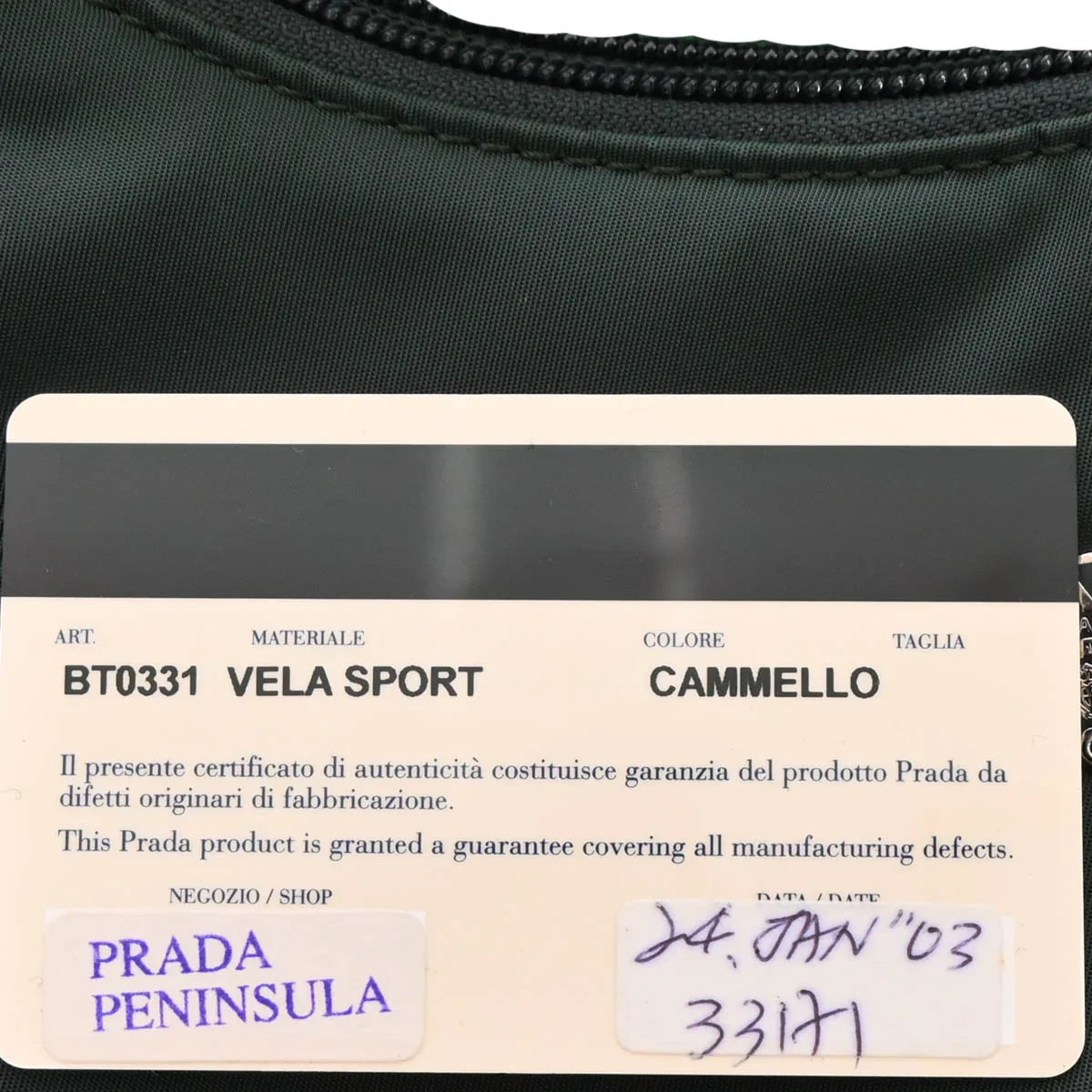 Prada Dark Green Nylon Hobo Handbag