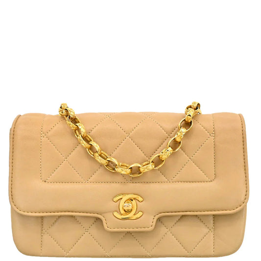 Chanel 1989-1991 Beige Lambskin Shoulder Bag