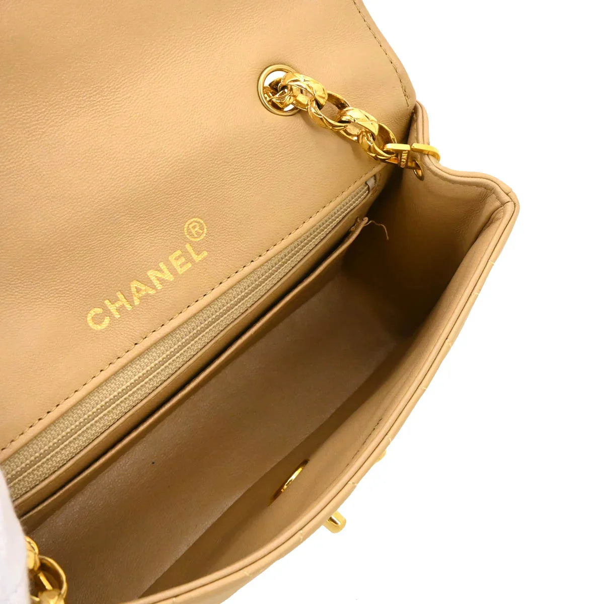 Chanel 1989-1991 Beige Lambskin Shoulder Bag