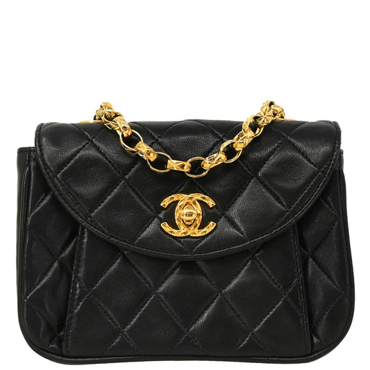 Chanel 1991-1994 Black Lambskin Shoulder Bag