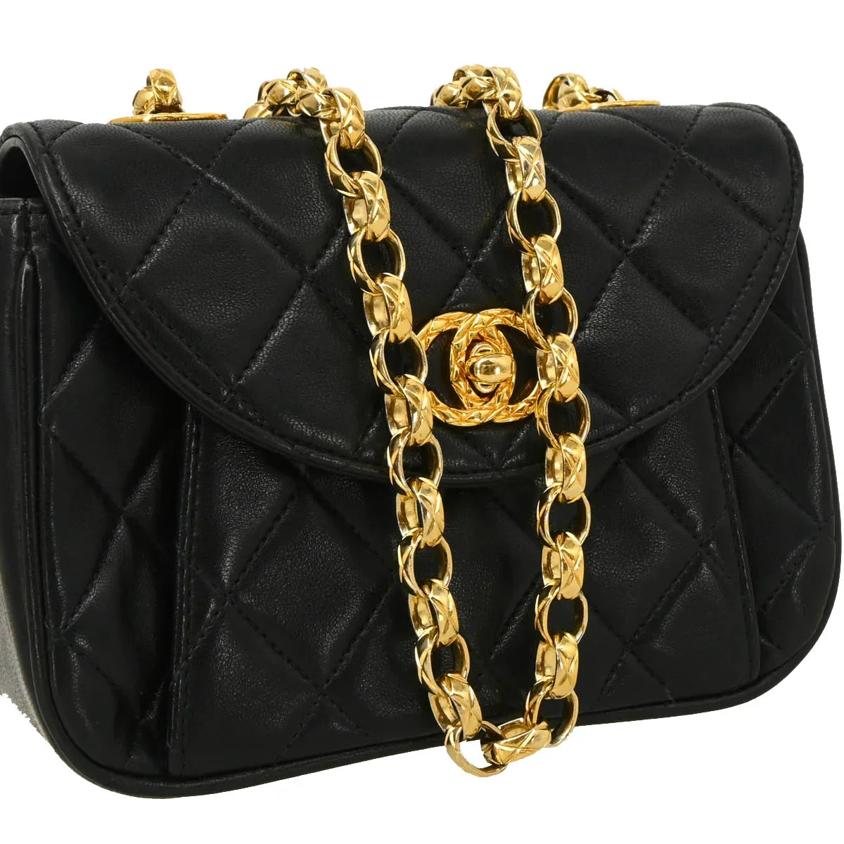 Chanel 1991-1994 Black Lambskin Shoulder Bag