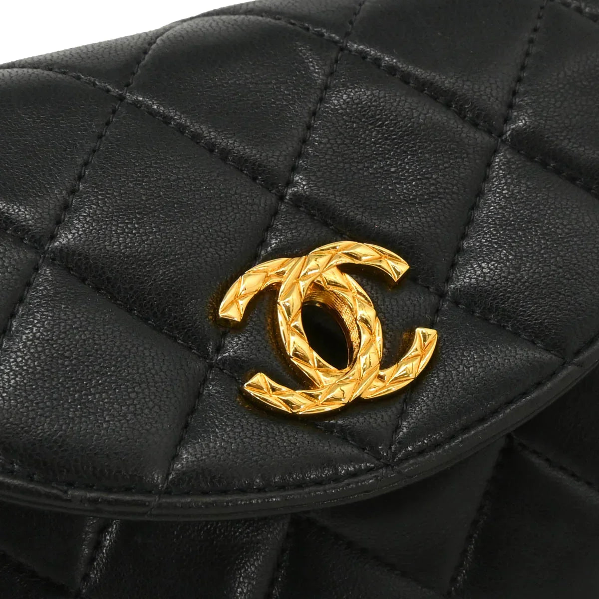 Chanel 1991-1994 Black Lambskin Shoulder Bag