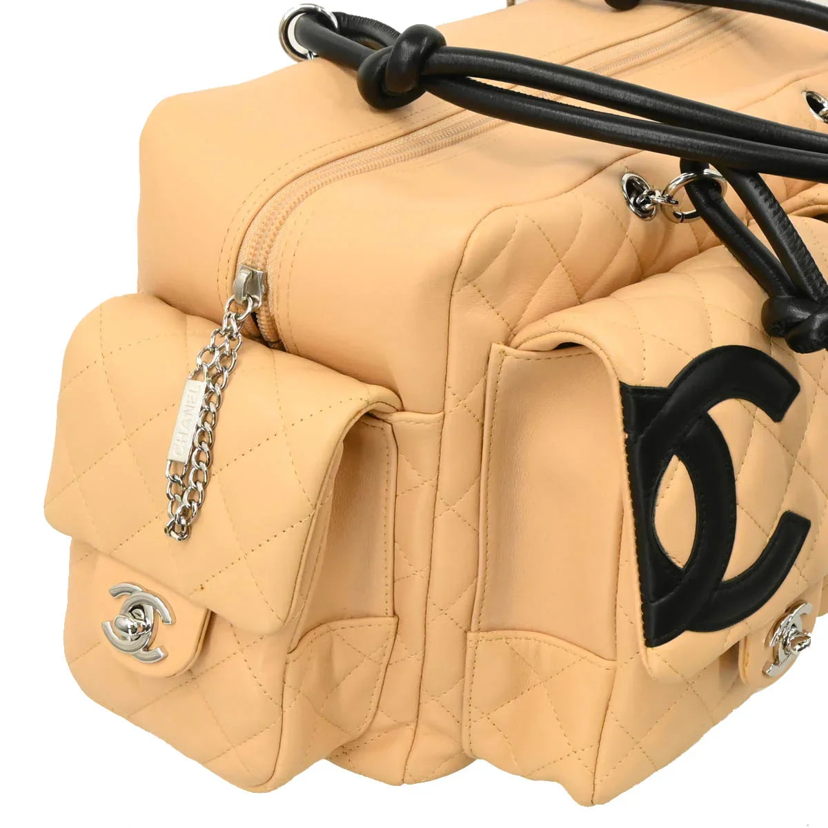 Chanel 2003-2004 Beige Calfskin Reporter Bag Cambon Ligne Handbag