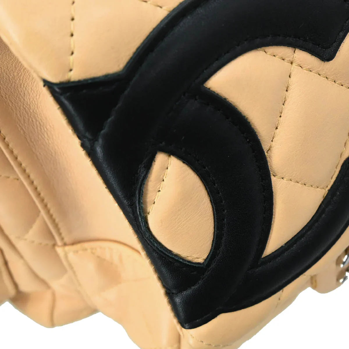 Chanel 2003-2004 Beige Calfskin Reporter Bag Cambon Ligne Handbag