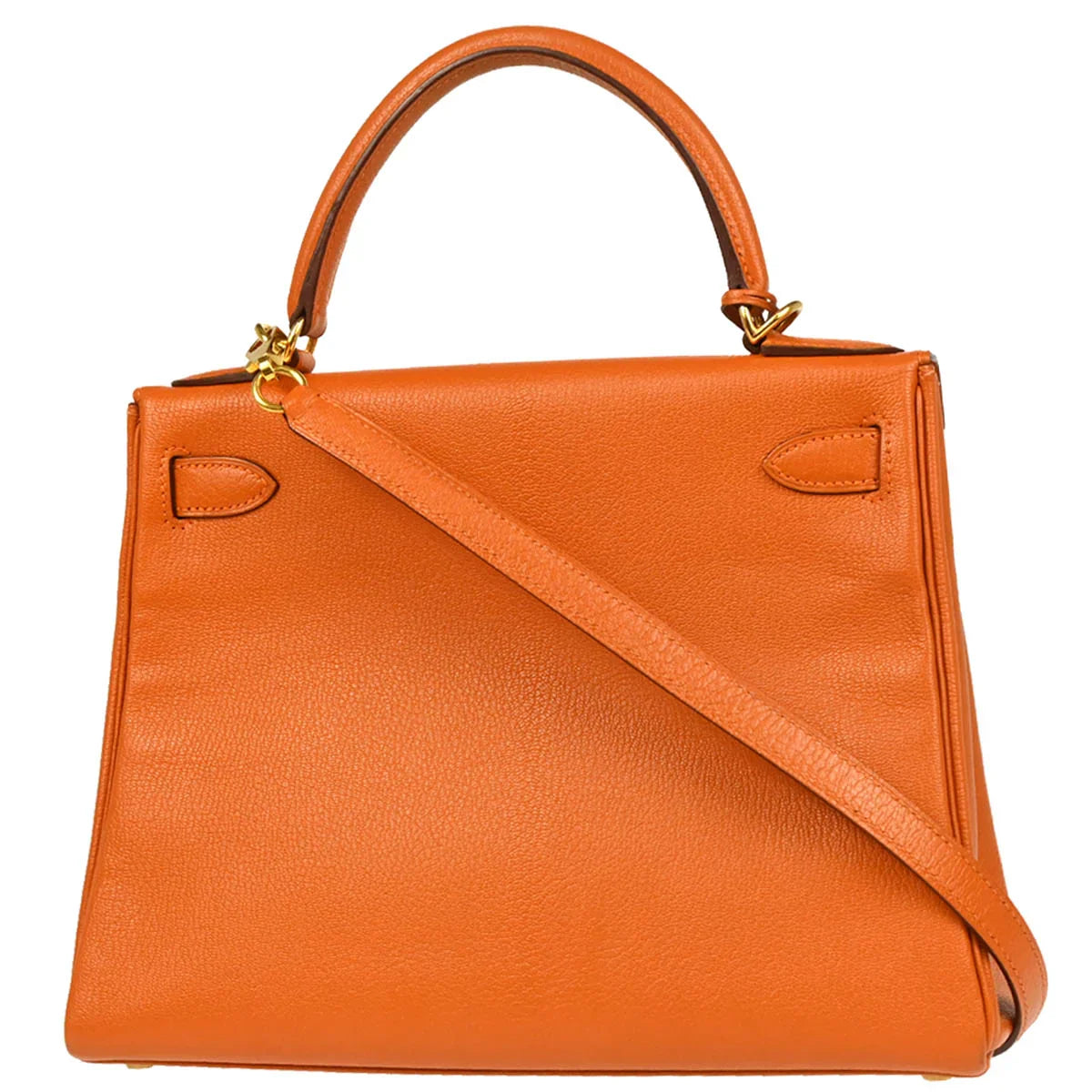 Hermes Orange Chevre Myzore Kelly 28 Retourne 2way Shoulder Handbag