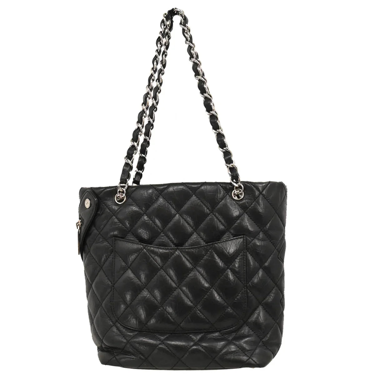 Chanel 2006-2008 Black Calfskin Cambon Ligne Tote Chain Handbag