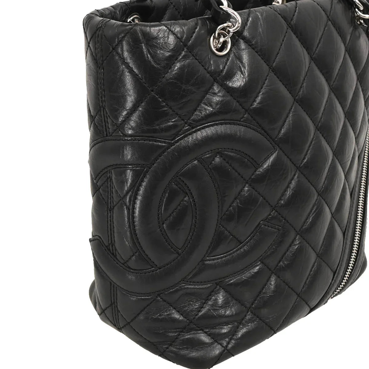 Chanel 2006-2008 Black Calfskin Cambon Ligne Tote Chain Handbag