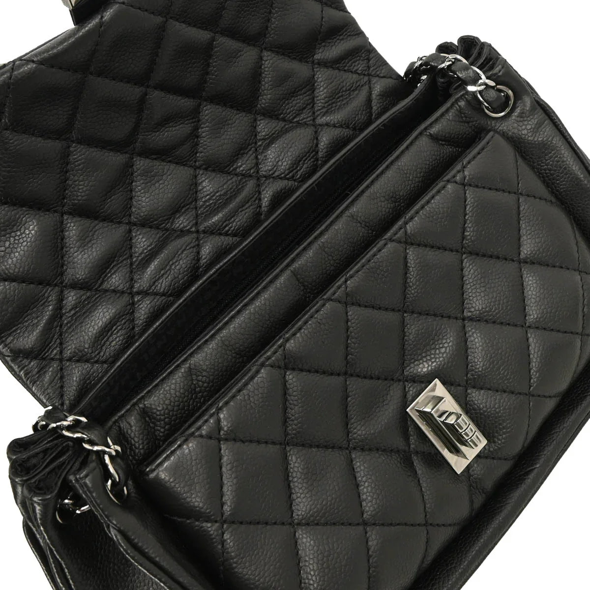 Chanel 2005-2006 Black Caviar Mademoiselle Lock Handbag