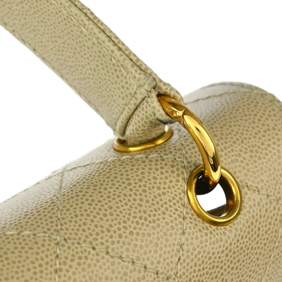 Chanel 1997-1999 Off-white Caviar Top Handle Handbag