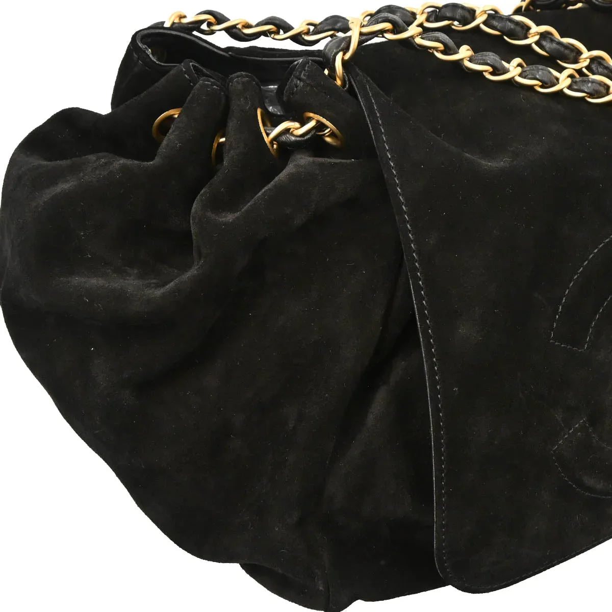 Chanel 2002-2003 Black Suede Chain Shoulder Bag