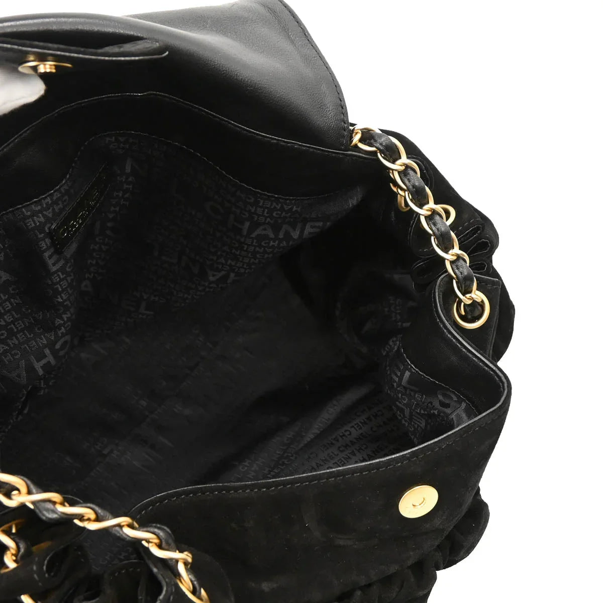 Chanel 2002-2003 Black Suede Chain Shoulder Bag