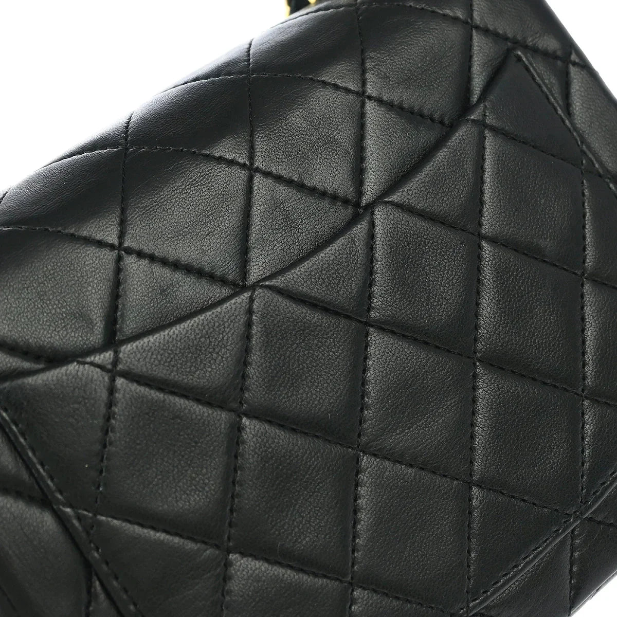 Chanel 1989-1991 Black Lambskin Mini Classic Square Flap Shoulder Bag