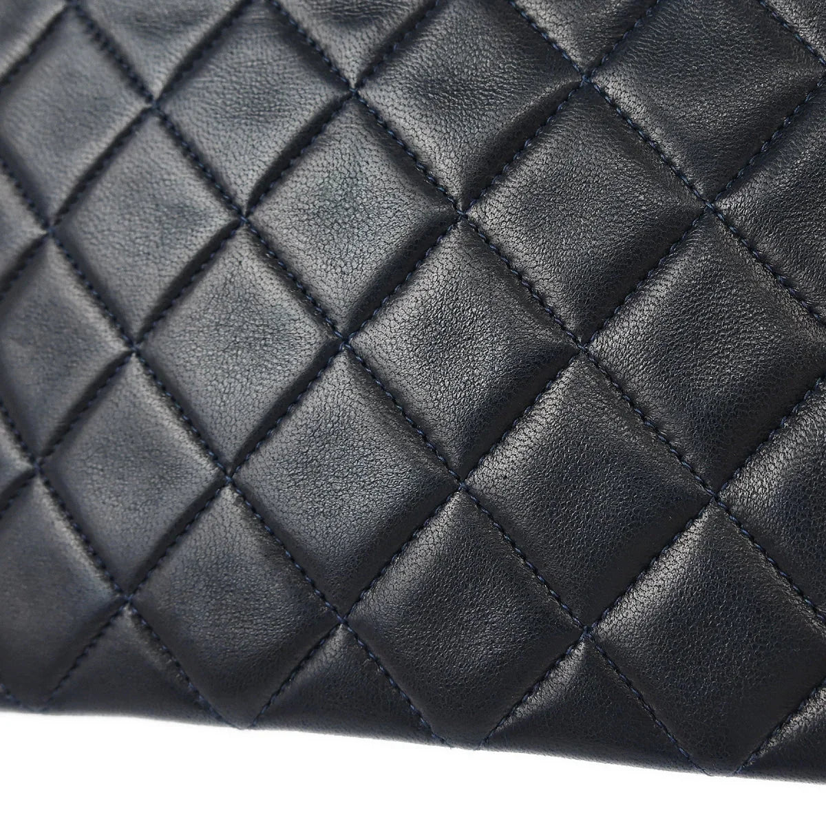 Chanel 1991-1994 Navy Lambskin Classic Square Flap Shoulder Bag