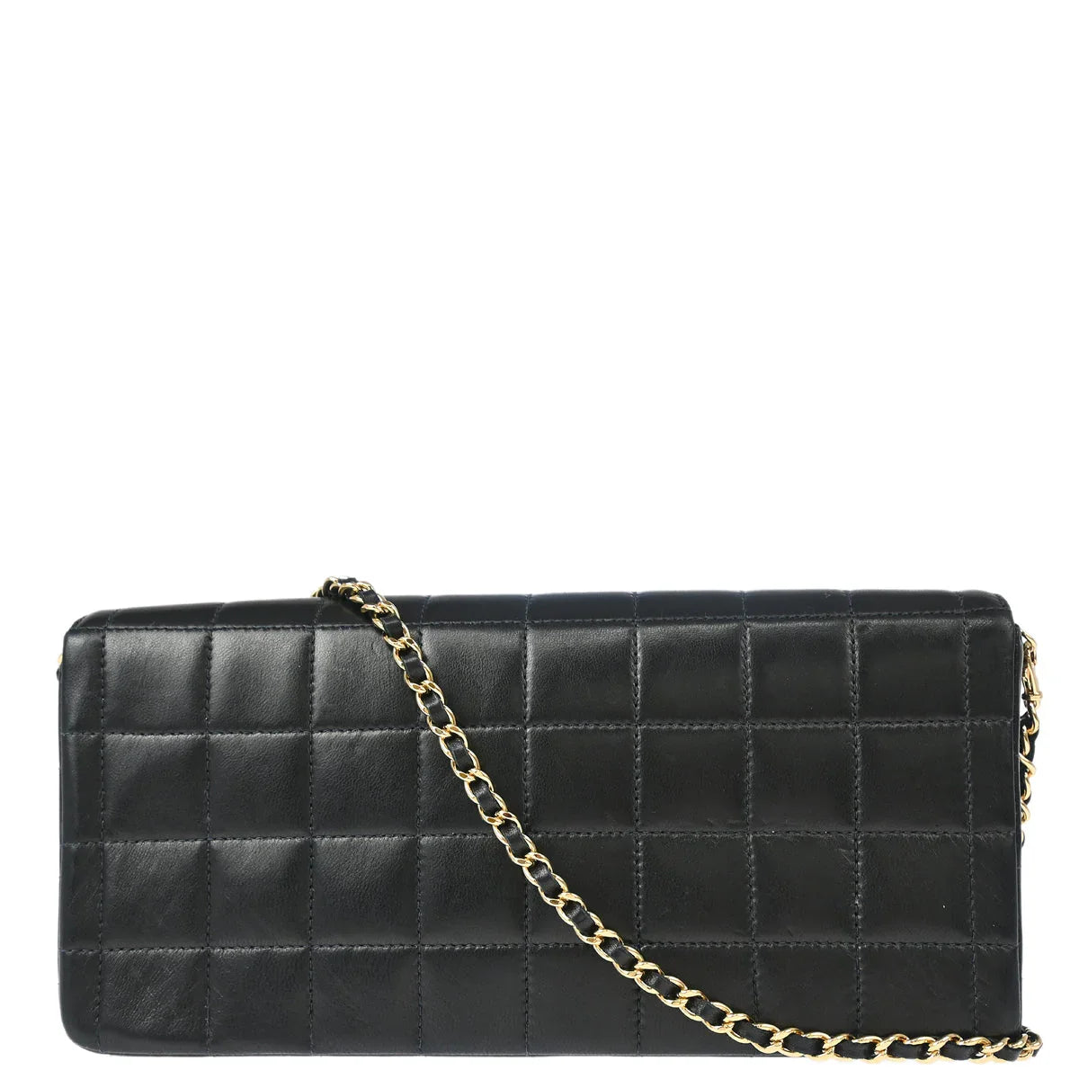 Chanel 2003-2004 Black Lambskin East West Choco Bar Shoulder Bag