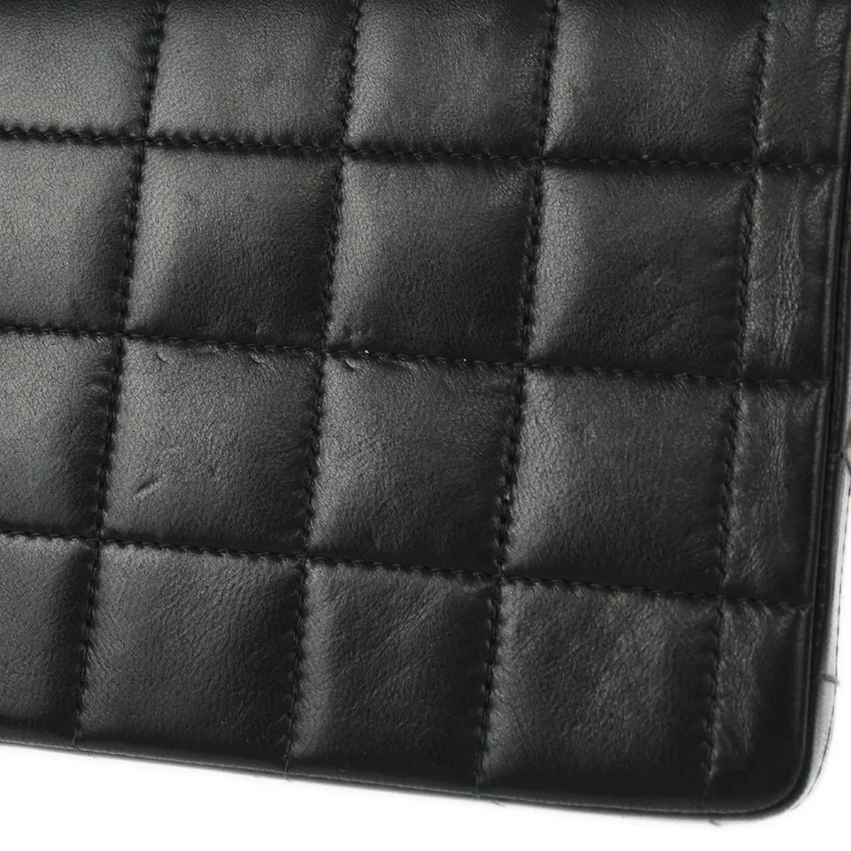 Chanel 2003-2004 Black Lambskin East West Choco Bar Shoulder Bag