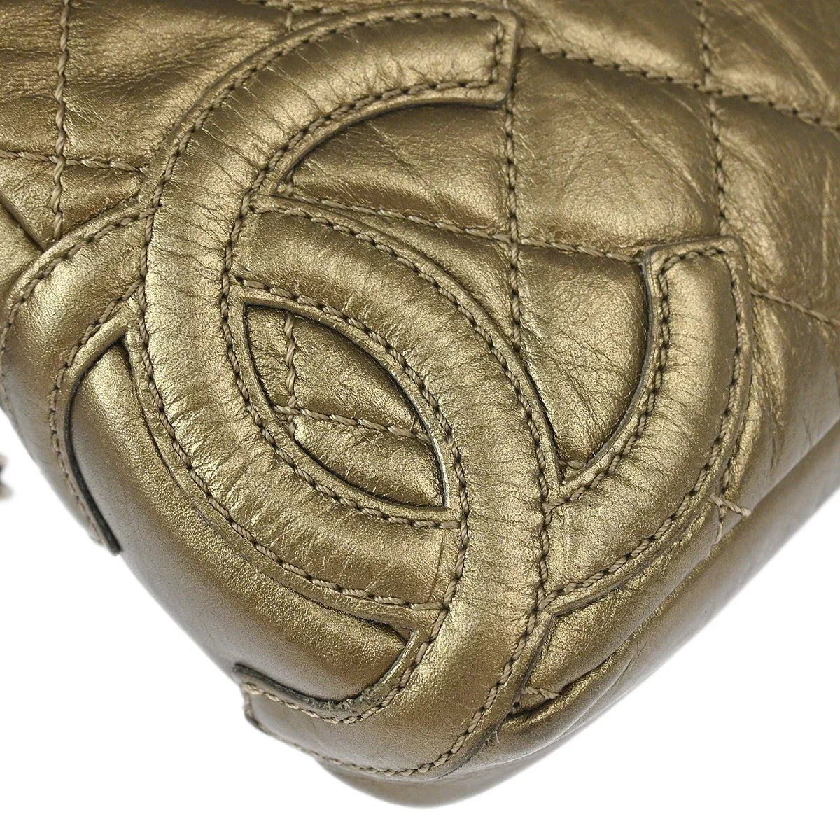 Chanel 2006-2008 Metallic Bronze Calfskin Cambon Ligne Handbag