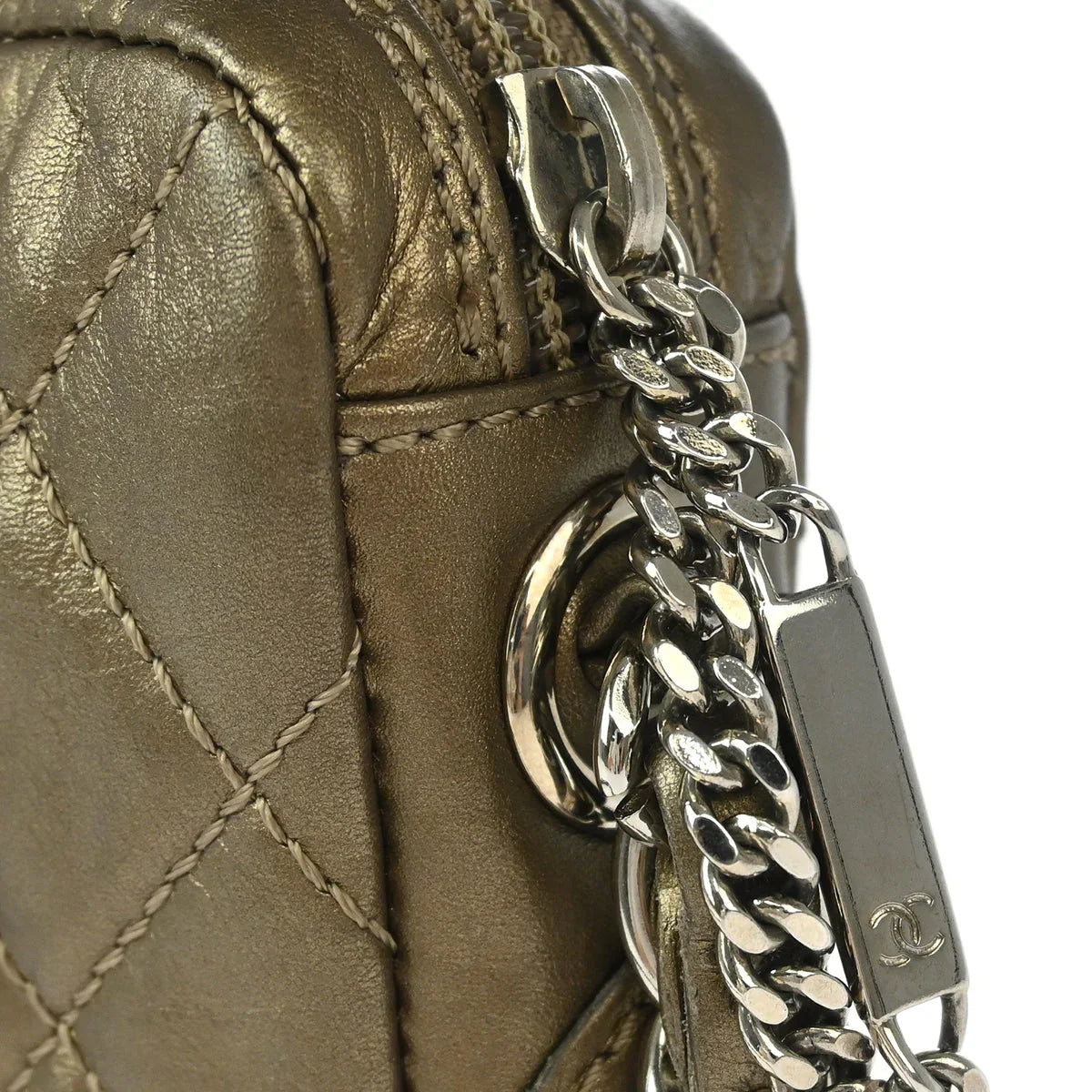 Chanel 2006-2008 Metallic Bronze Calfskin Cambon Ligne Handbag