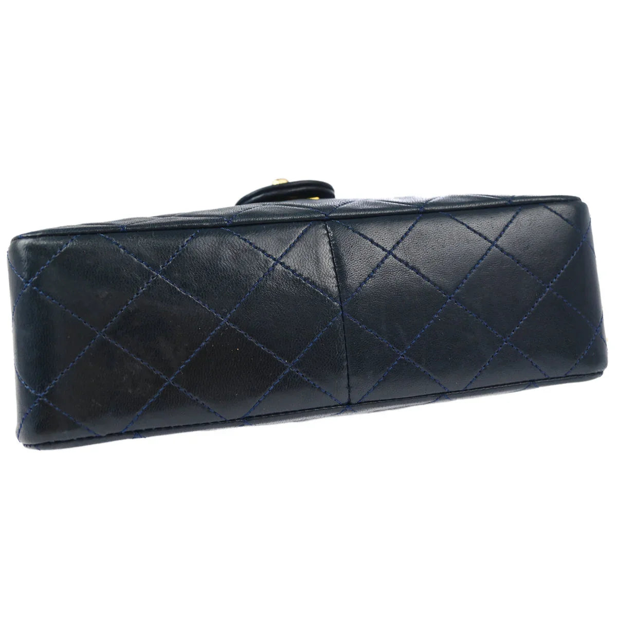 Chanel 1989-1991 Navy Lambskin Classic Square Flap Shoulder Bag