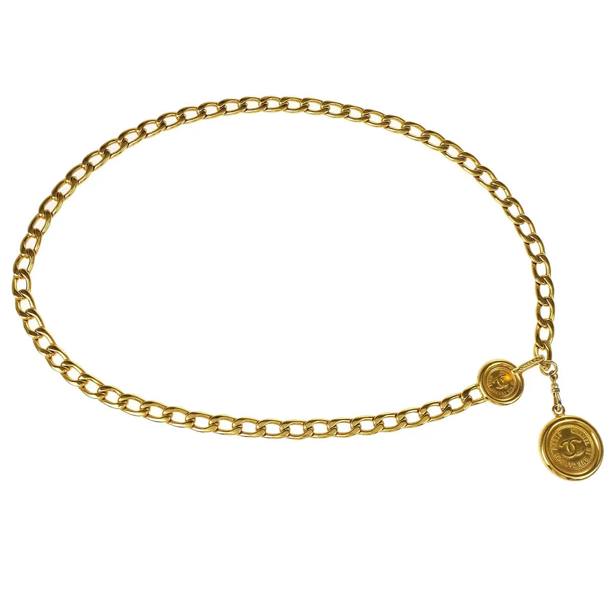 Chanel Chain Belt Medallion Gold Small Good