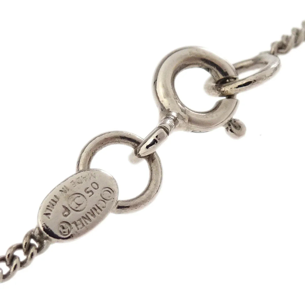 Chanel CC Chain Pendant Necklace Acrylic Silver Red Black 05P