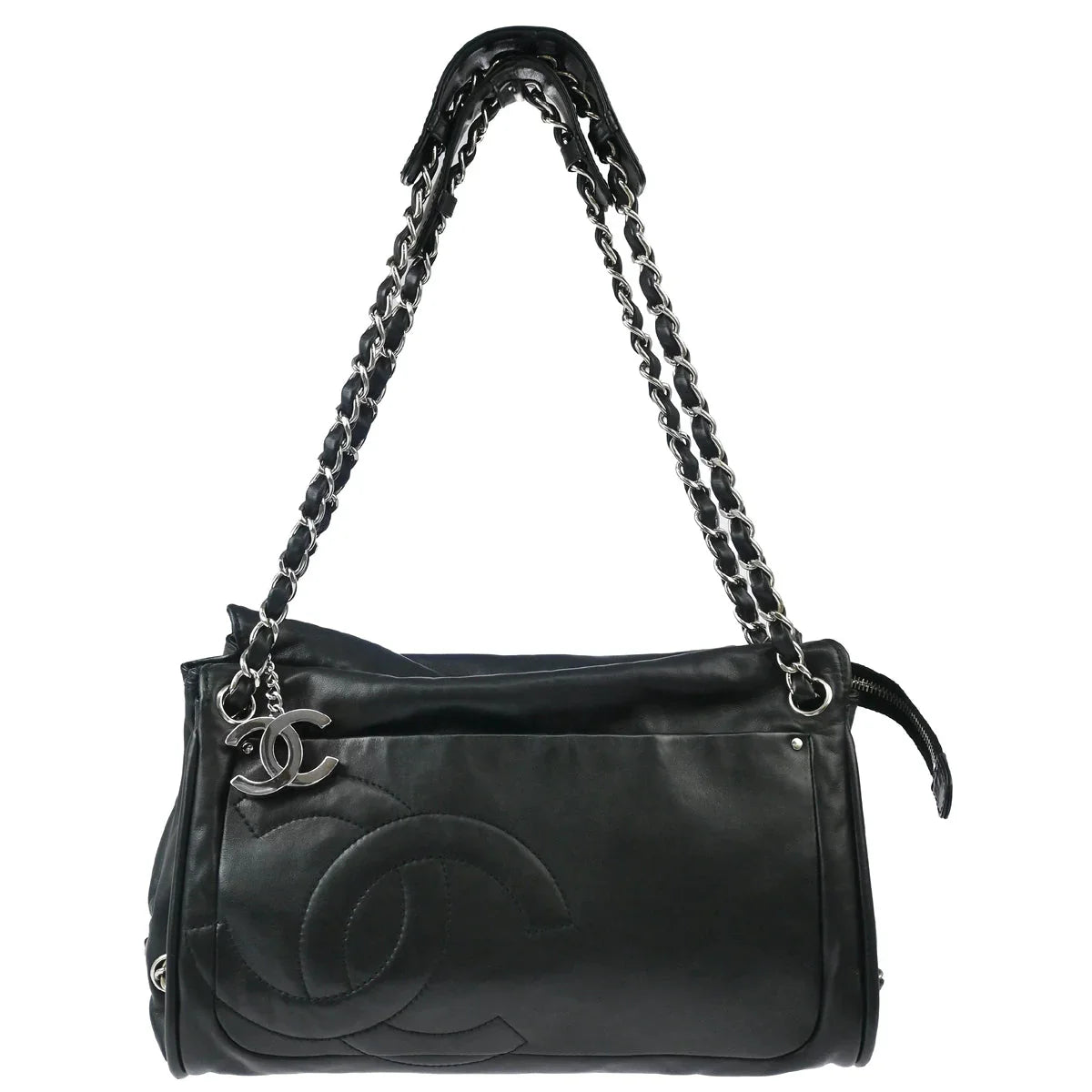 Chanel 2006-2008 Black Calfskin Chain Tote Handbag