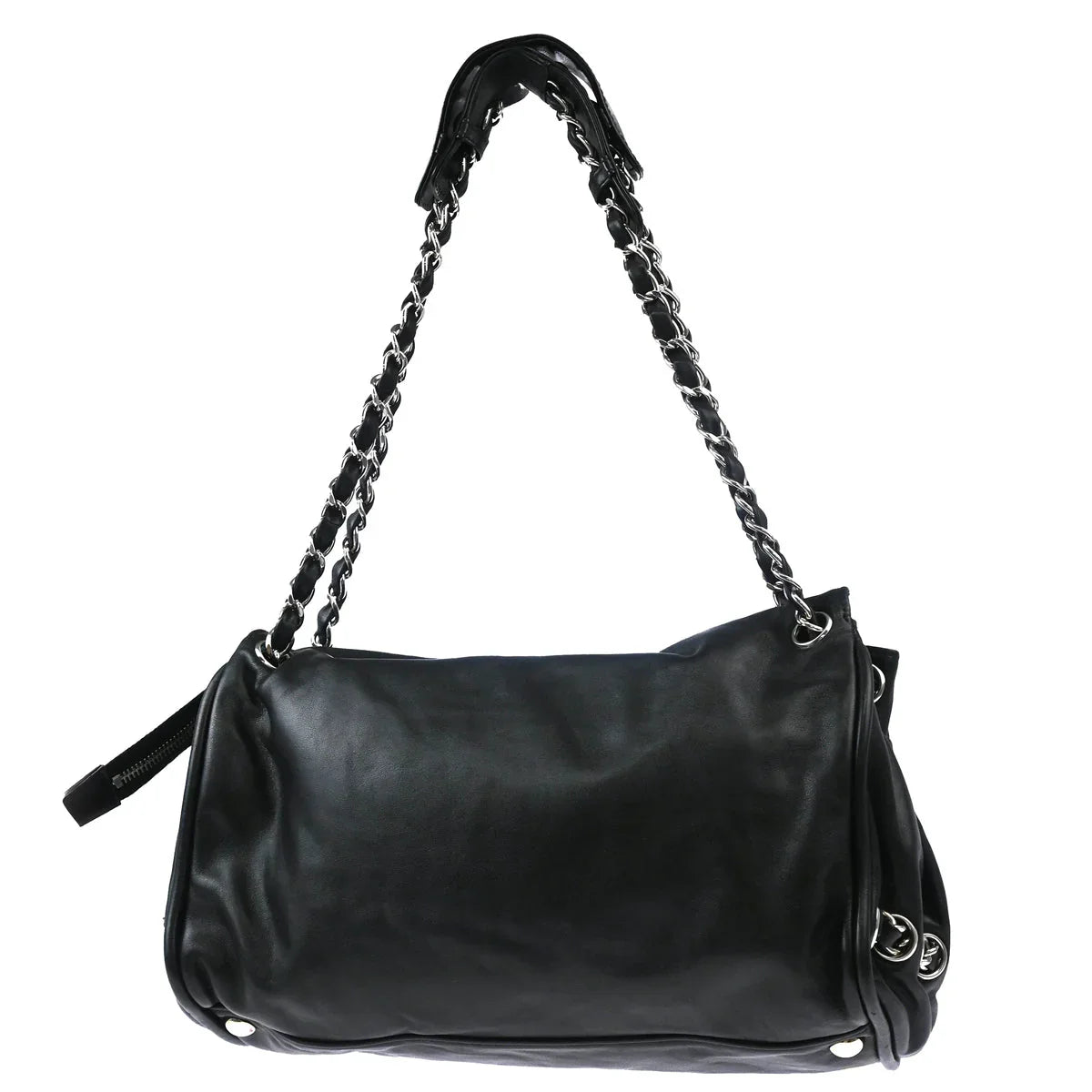 Chanel 2006-2008 Black Calfskin Chain Tote Handbag
