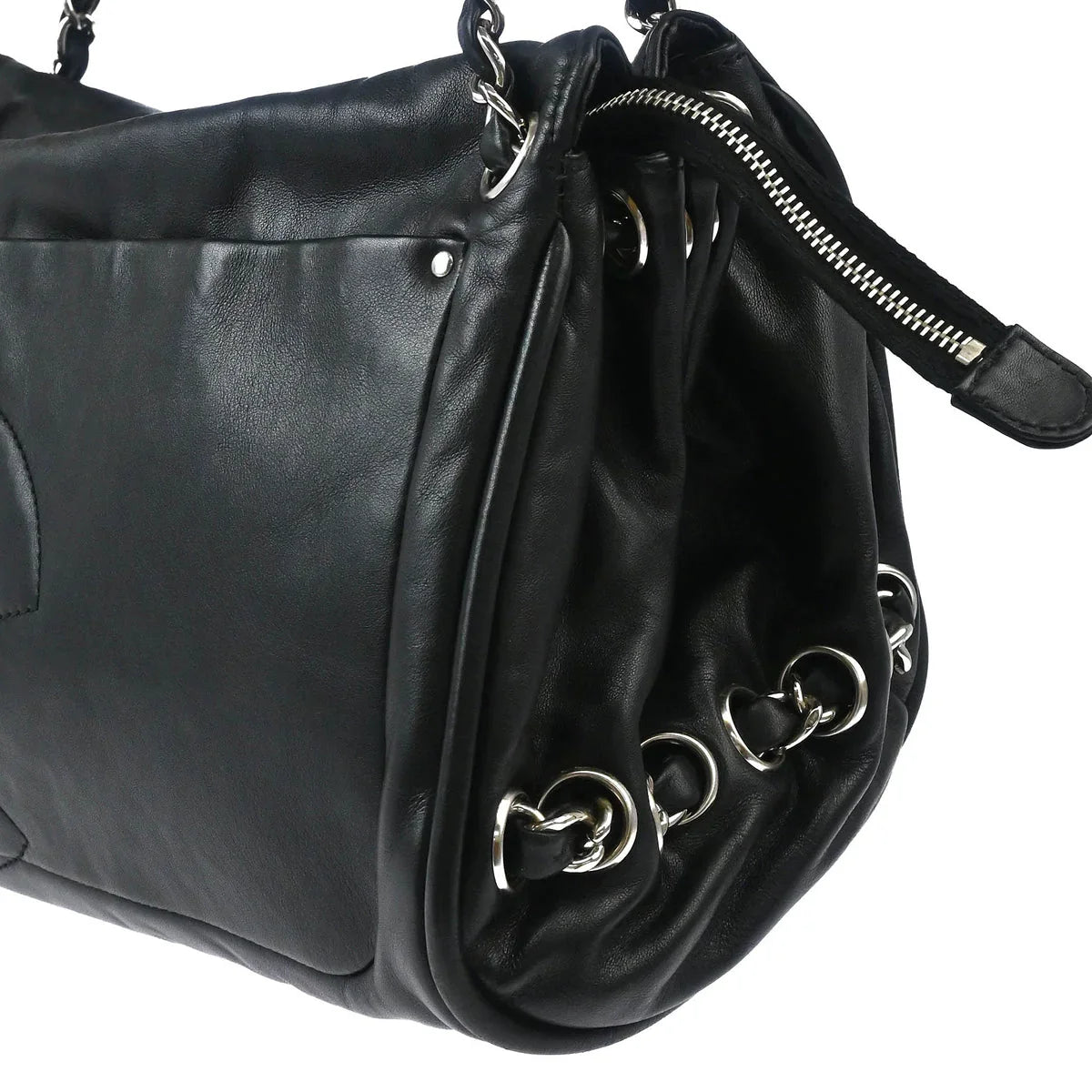 Chanel 2006-2008 Black Calfskin Chain Tote Handbag