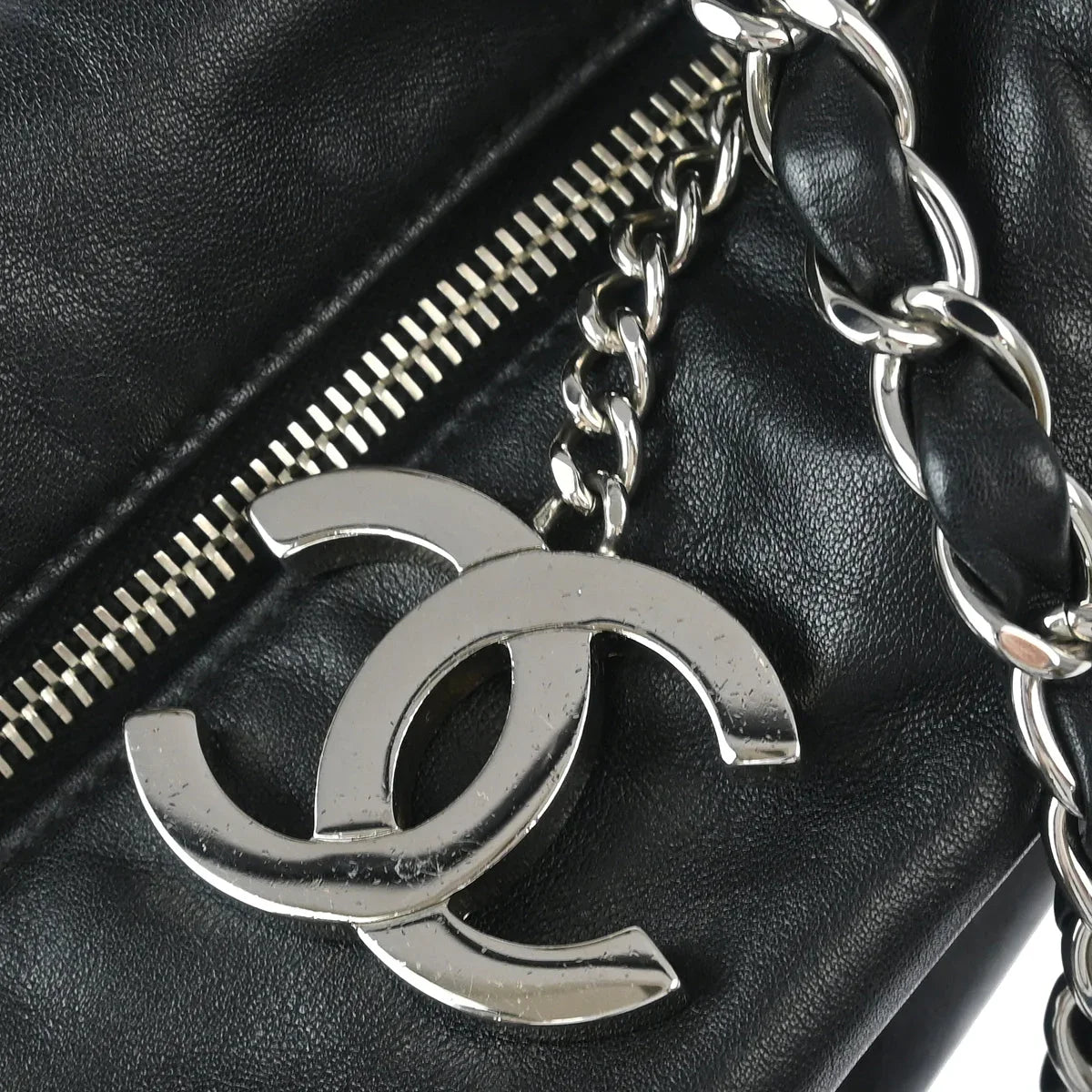 Chanel 2006-2008 Black Calfskin Chain Tote Handbag