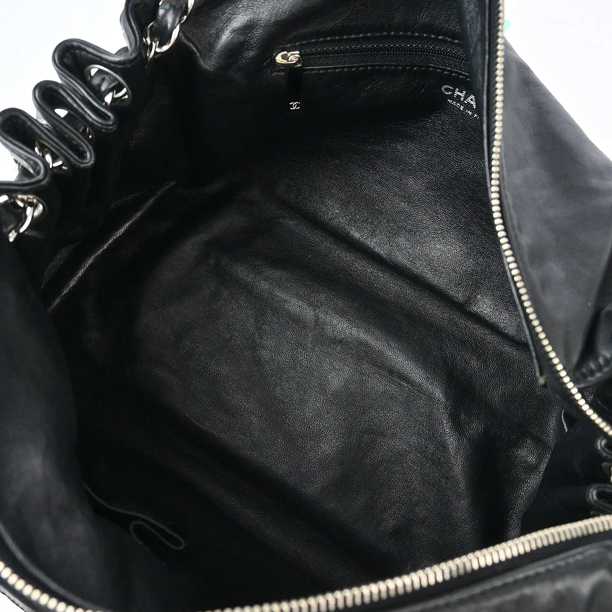 Chanel 2006-2008 Black Calfskin Chain Tote Handbag