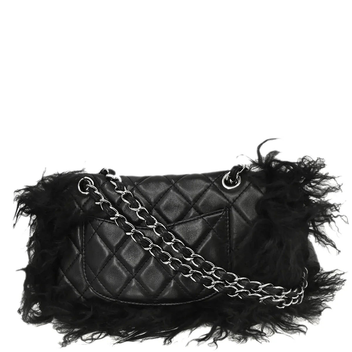 Chanel 2008-2009 Black Lambskin Fur Shoulder Bag