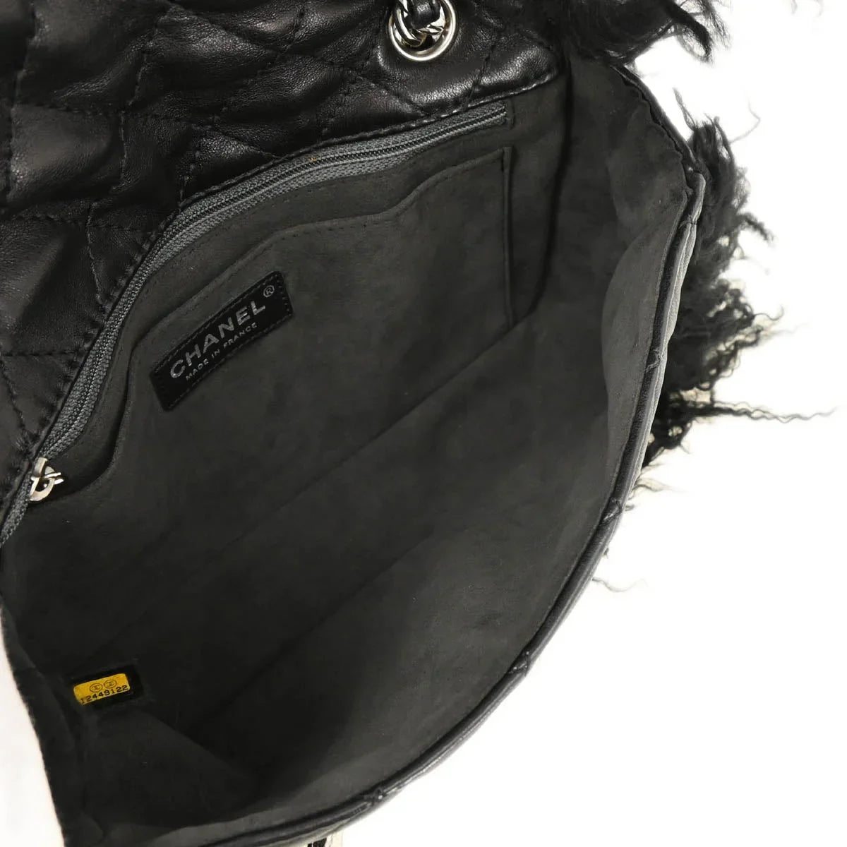 Chanel 2008-2009 Black Lambskin Fur Shoulder Bag