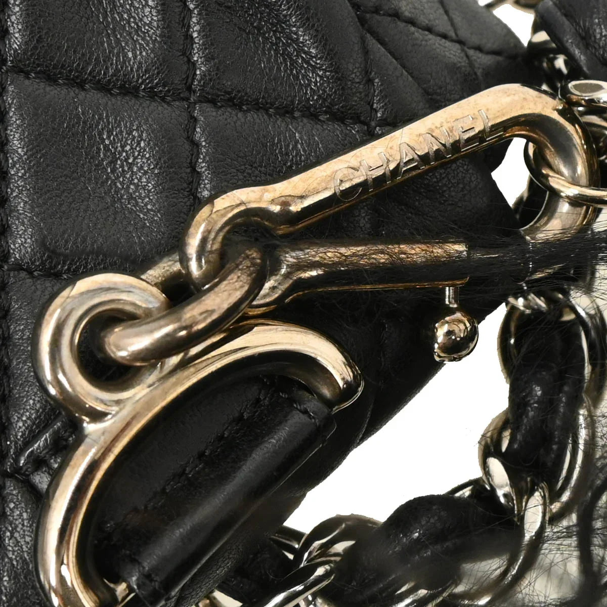 Chanel 2008-2009 Black Lambskin Fur Shoulder Bag