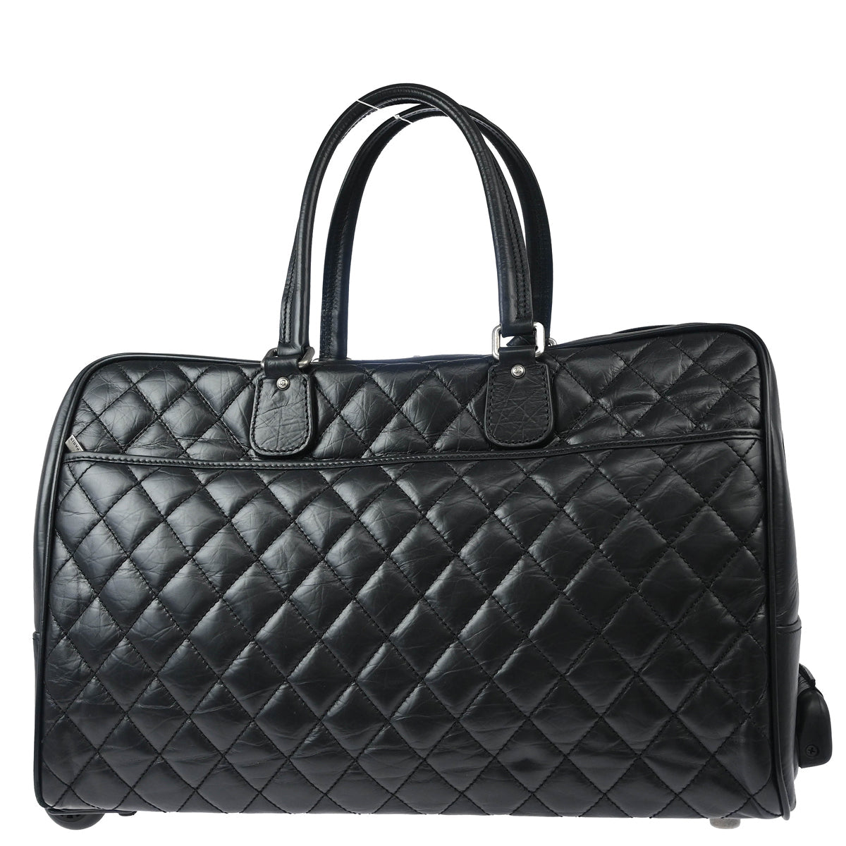 Chanel 2005-2006 Black Calfskin 2way Shoulder Handbag Carry-On Rolling Luggage