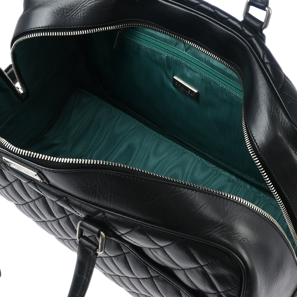 Chanel 2005-2006 Black Calfskin 2way Shoulder Handbag Carry-On Rolling Luggage