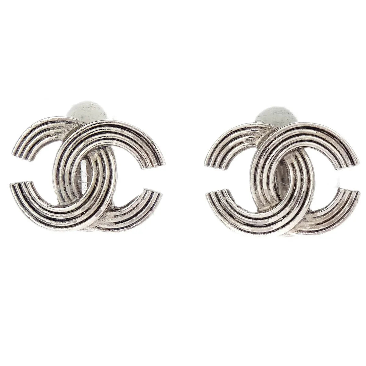 Chanel CC Earrings Clip-On Silver 00A