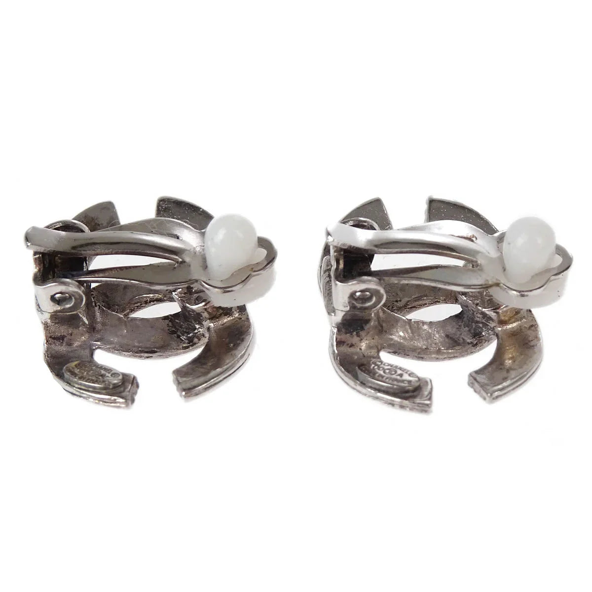Chanel CC Earrings Clip-On Silver 00A