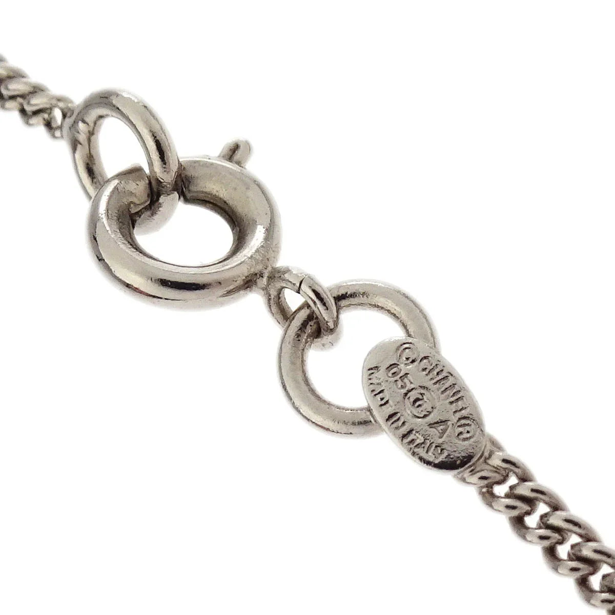 Chanel CC Ace of Spades Card Chain Necklace Pendant Silver 05A