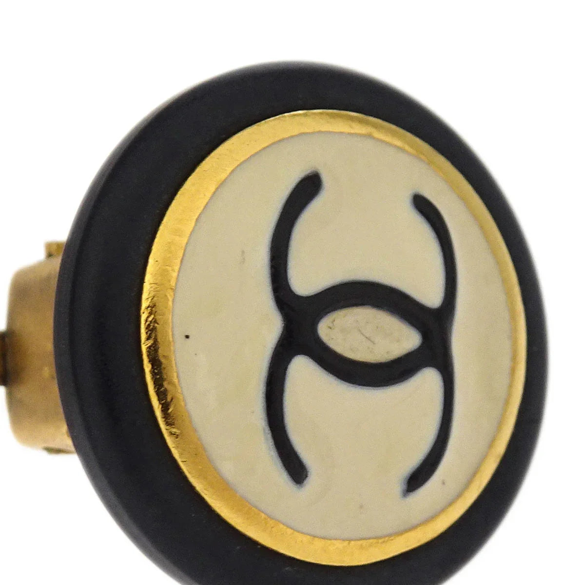 Chanel White Button Earrings Clip-On 96P