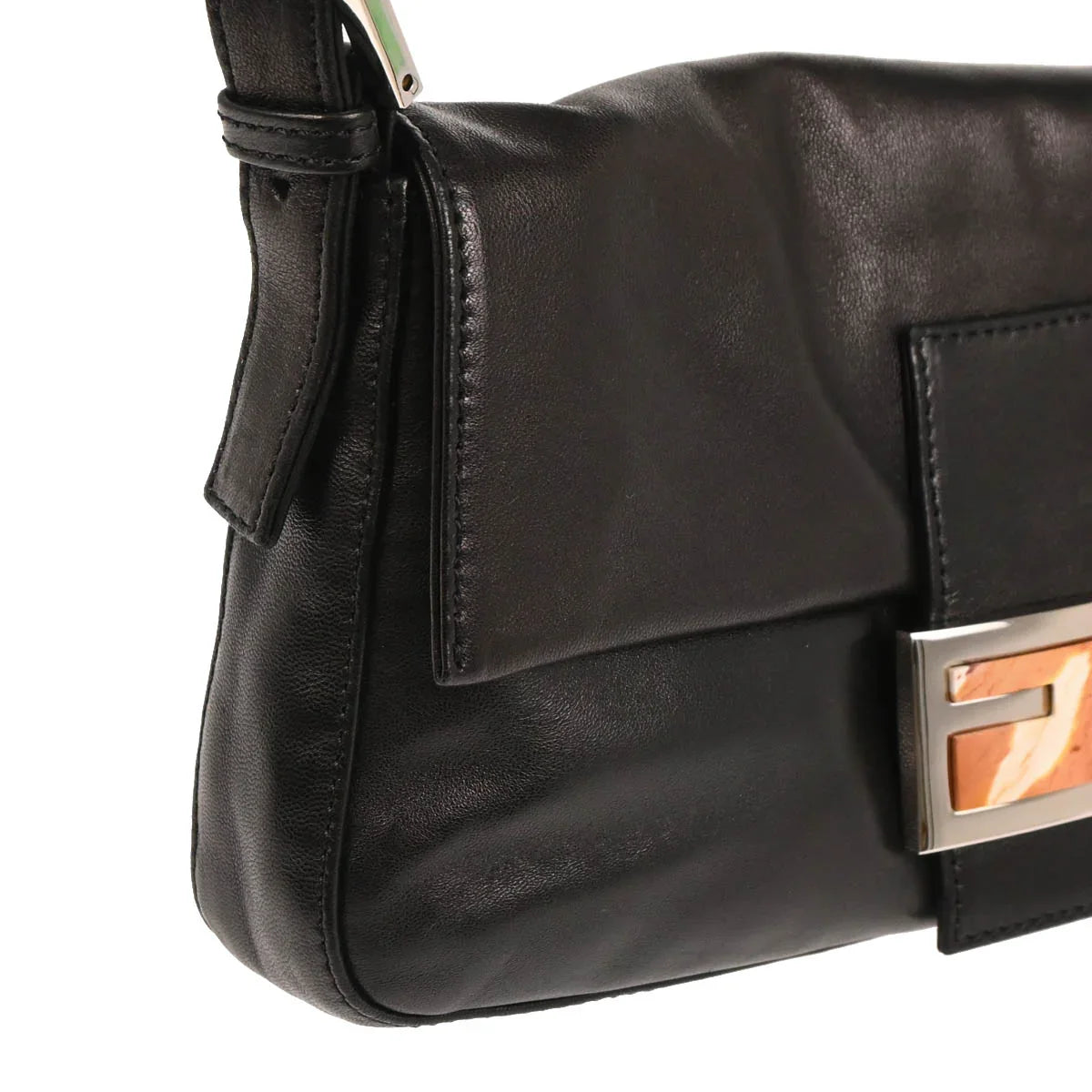 Fendi 1990-2000 Black Leather Baguette Handbag