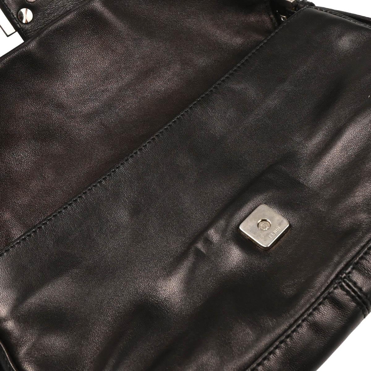 Fendi 1990-2000 Black Leather Baguette Handbag