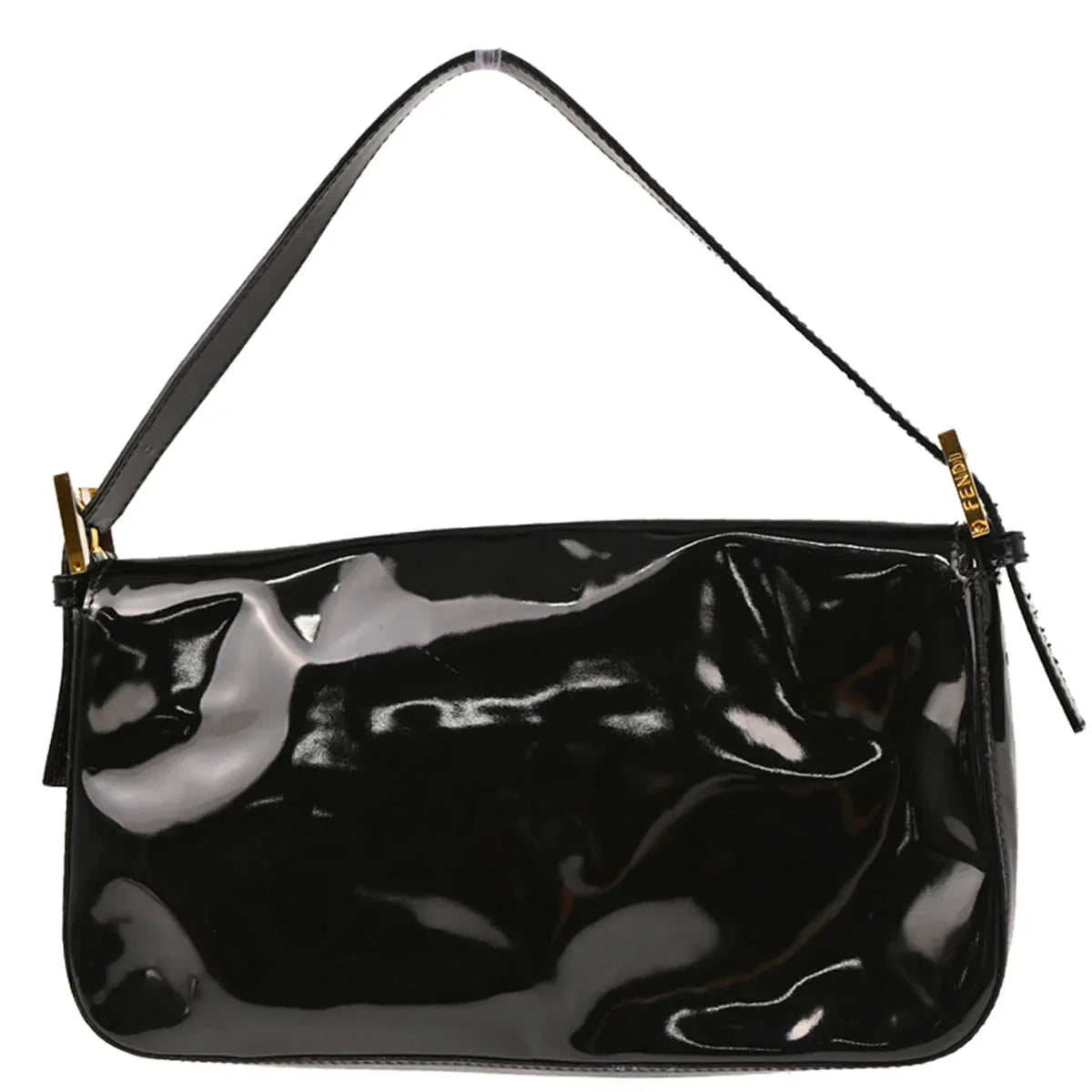 Fendi 2008 Black Patent Leather Baguette Handbag