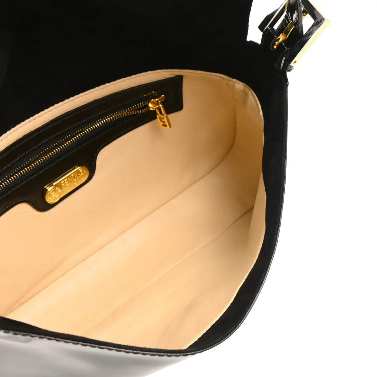 Fendi 2008 Black Patent Leather Baguette Handbag