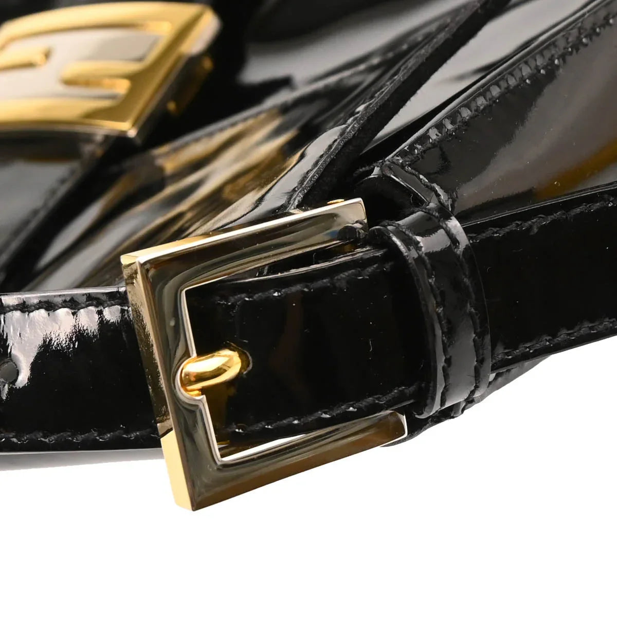 Fendi 2008 Black Patent Leather Baguette Handbag