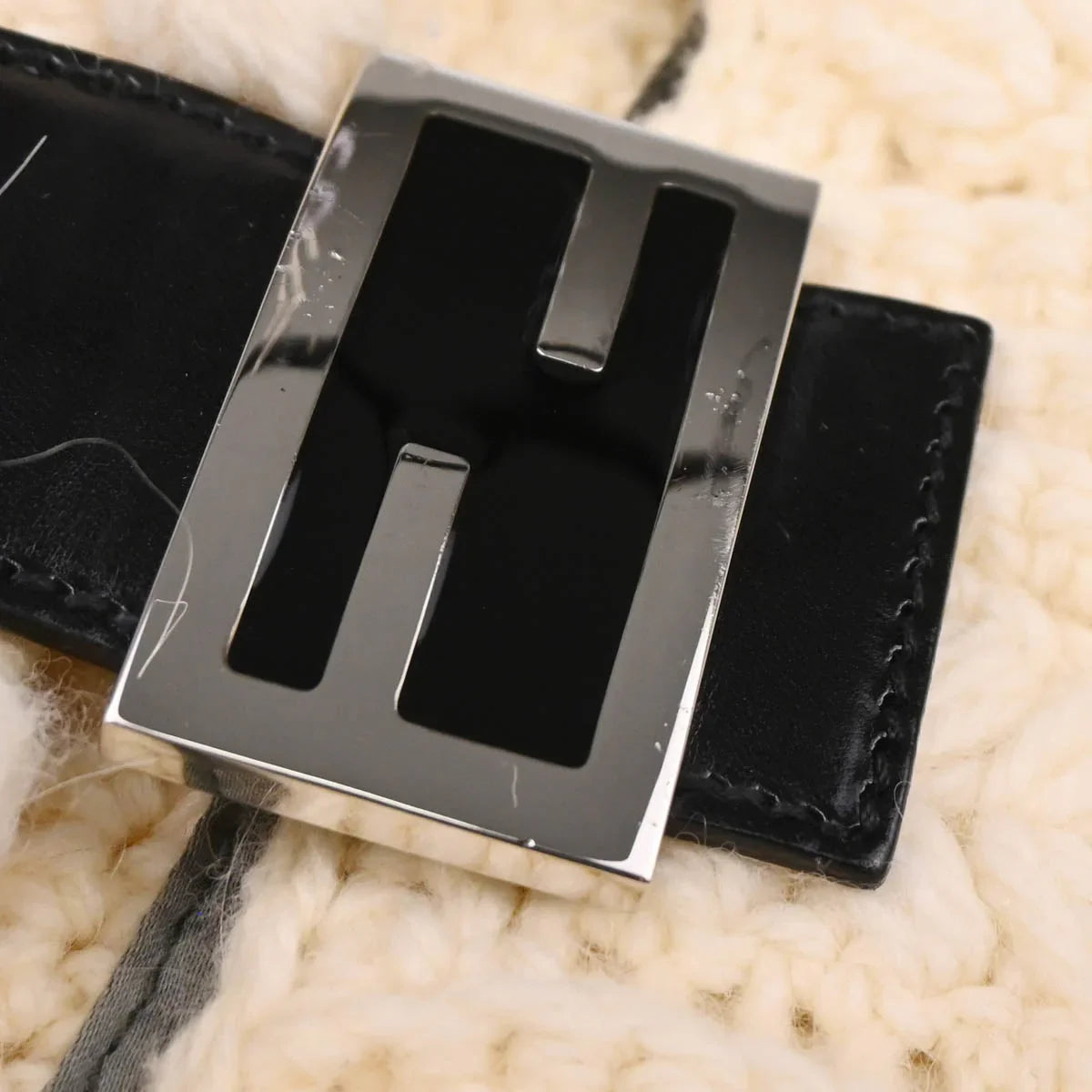Fendi 1990s White Wool Baguette Handbag