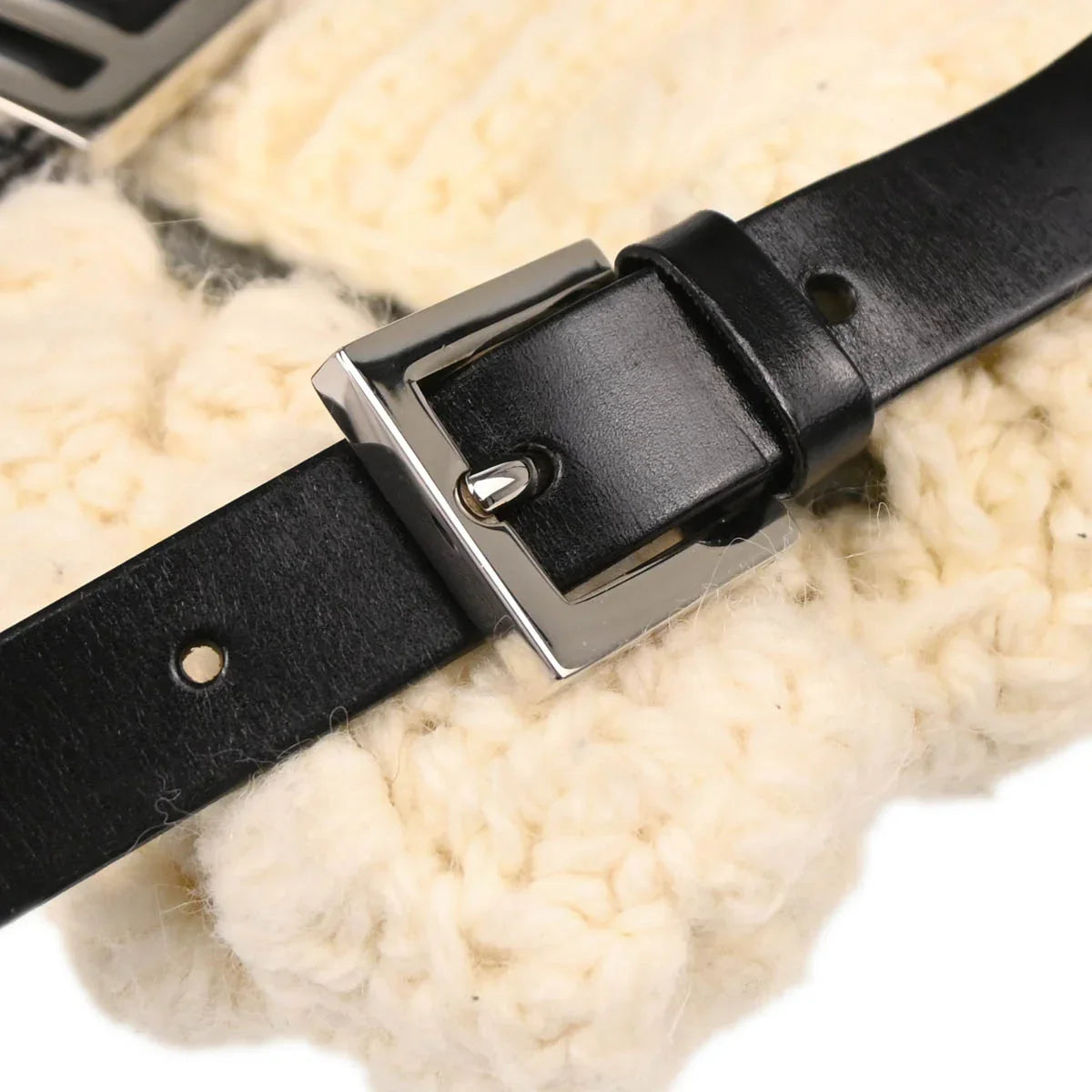 Fendi 1990s White Wool Baguette Handbag